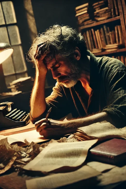 Writer of Avenging Love at Desk